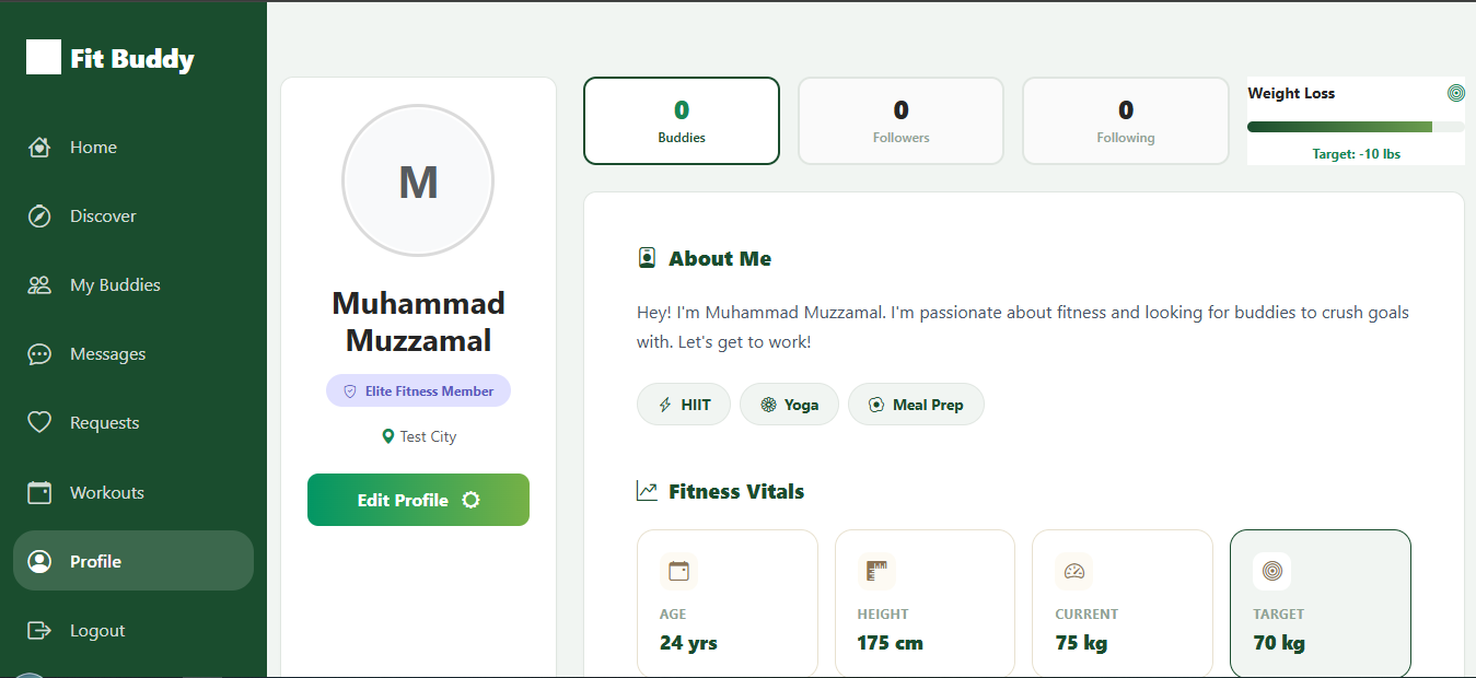 FitBuddy | Fitness Partner Finder Web App for Nearby Workout Connections